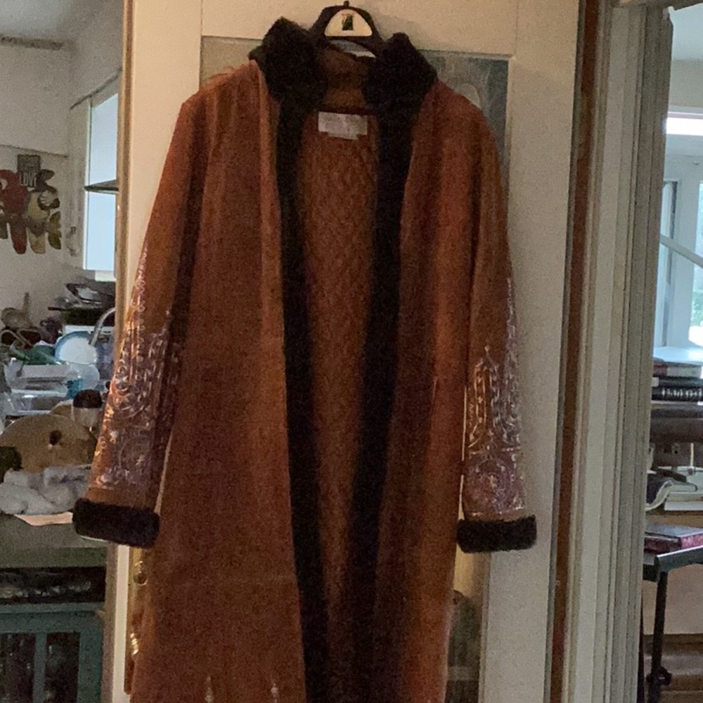 Mid calf length coat, suede, size 10
